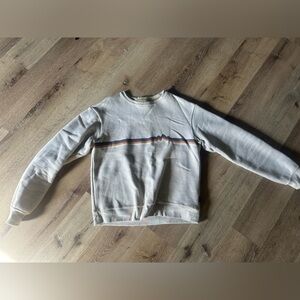 Tan Sweatshirt with Striped Detail